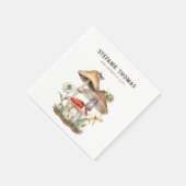 Serviette En Papier Aquarelle Baby shower de champignons | Bois (Coin)