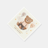 Serviette En Papier Aquarelle Baby shower Ours en Teddy (Coin)