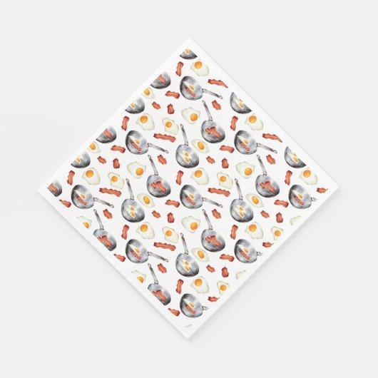 Serviette En Papier Aquarelle Bacon & Oeufs Petit déjeuner Motif alime (Coin)