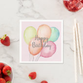 Serviette En Papier Aquarelle Balloon Bunch rose Anniversaire (En situation)