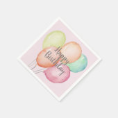 Serviette En Papier Aquarelle Balloon Bunch rose Anniversaire (Coin)
