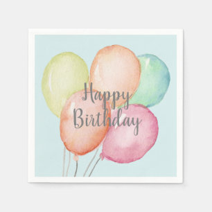 Serviette En Papier Aquarelle Balloon Bund Bleu Anniversaire