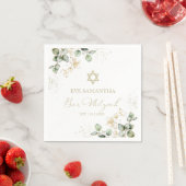 Serviette En Papier Aquarelle Bar Mitzvah | Eucalyptus doré (En situation)