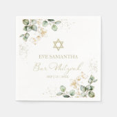 Serviette En Papier Aquarelle Bar Mitzvah | Eucalyptus doré (Devant)