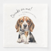 Serviette En Papier Aquarelle Beagle adorable personnalisable (Devant)