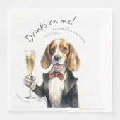 Serviette En Papier Aquarelle Beagle adorable personnalisable (Devant)
