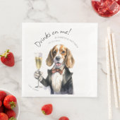 Serviette En Papier Aquarelle Beagle adorable personnalisable (En situation)