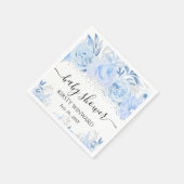 Serviette En Papier Aquarelle Bébé Bleu Fleurs d'hiver Baby shower (Coin)