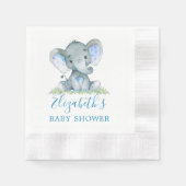 Serviette En Papier Aquarelle Bébé Eléphant Baby shower bleu (Devant)