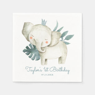Serviette En Papier Aquarelle bébé éléphant Prince Tropical Anniversai