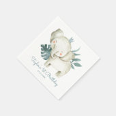 Serviette En Papier Aquarelle bébé éléphant Prince Tropical Anniversai (Coin)