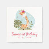 Serviette En Papier Aquarelle bébé Giraffe, Safari Animaux Anniversair (Devant)