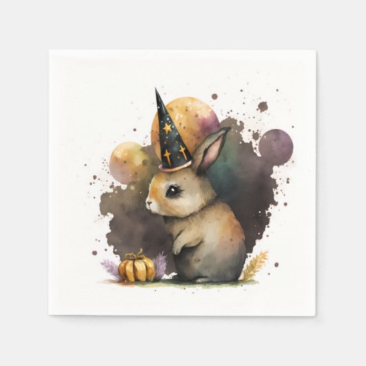 Serviette En Papier Aquarelle Bébé Lapin Halloween (Devant)