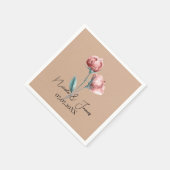 Serviette En Papier Aquarelle Beige Peachy Mariage (Coin)