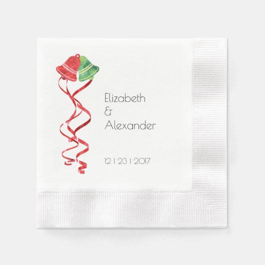 Serviette En Papier Aquarelle Bel Noël Mariage Cocktail Napkins (Devant)
