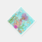 Serviette En Papier Aquarelle Belle Brown Petite Sirène Anniversaire (Coin)