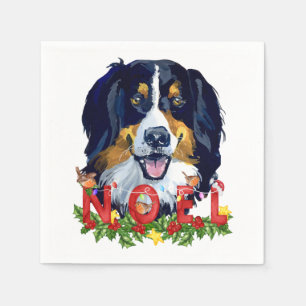 Serviette En Papier Aquarelle Bernese Mountain Dog Noël