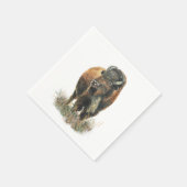 Serviette En Papier Aquarelle Bison Buffle Animal Nature Art (Coin)