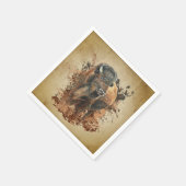 Serviette En Papier Aquarelle Bison Buffle Animaux Nature (Coin)