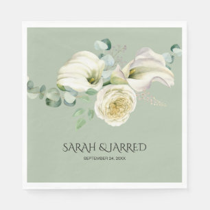 Serviette En Papier Aquarelle Blanc Calla Lilies