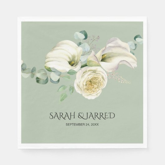Serviette En Papier Aquarelle Blanc Calla Lilies (Devant)