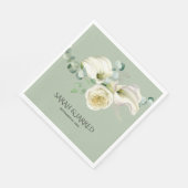 Serviette En Papier Aquarelle Blanc Calla Lilies (Coin)