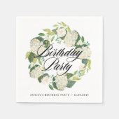 Serviette En Papier Aquarelle Blanc Hydrangea Wreath fête d'anniversai (Devant)