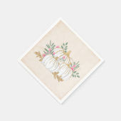 Serviette En Papier Aquarelle blanche et Citrouille or (Coin)