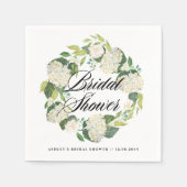 Serviette En Papier Aquarelle blanche Hydrangea Wreath Fête des mariée (Devant)