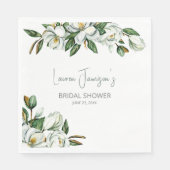 Serviette En Papier Aquarelle blanche Magnolia Fête des mariées verte (Devant)