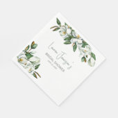 Serviette En Papier Aquarelle blanche Magnolia Fête des mariées verte (Coin)
