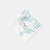 Serviette En Papier Aquarelle bleu Abstrait (Coin)