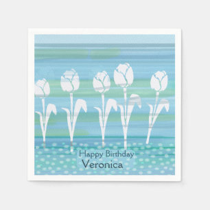 Serviette En Papier Aquarelle Bleu Anniversaire Enfants Tulip Papier N