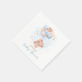 Serviette En Papier Aquarelle Bleu Ballons Baby shower Ours en Teddy (Coin)