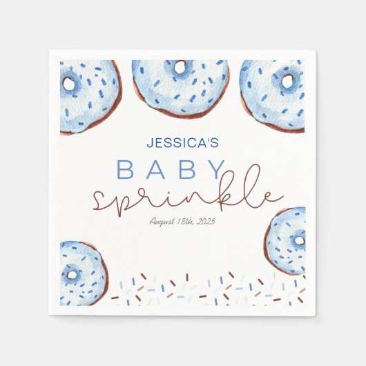 Serviette En Papier Aquarelle bleu beignets Bébé Sprinkle Douche (Devant)