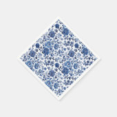 Serviette En Papier Aquarelle Bleu Blanc Toile Papier Floral Napkin (Coin)