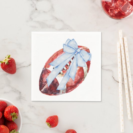 Serviette En Papier Aquarelle Bleu Bow Football Naples (En situation)