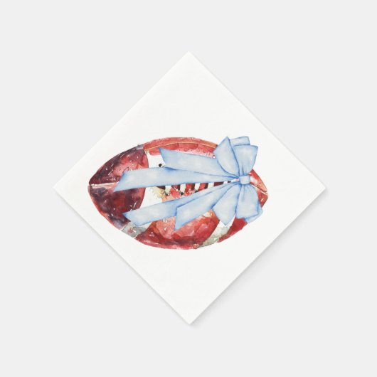Serviette En Papier Aquarelle Bleu Bow Football Naples (Coin)