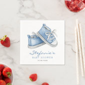 Serviette En Papier Aquarelle Bleu Chaussures bébé C'est un Baby showe (En situation)