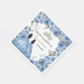 Serviette En Papier Aquarelle bleu Dusty Floral Twin Quinceañera (Coin)
