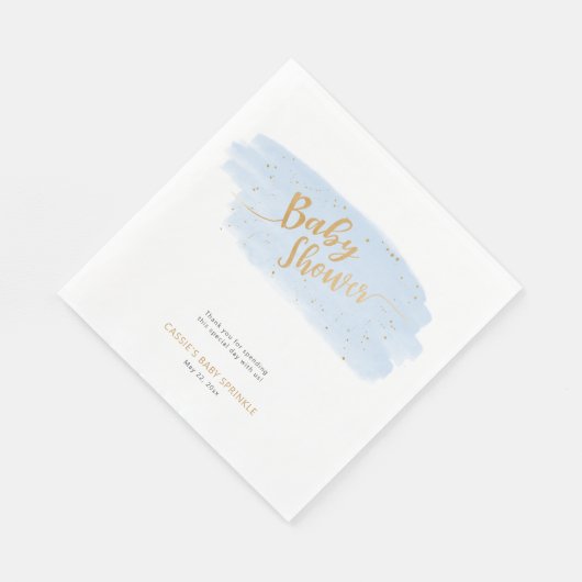 Serviette En Papier Aquarelle bleu et or Garçon Bébé Sprinkel (Coin)