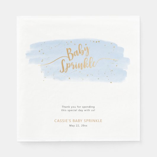Serviette En Papier Aquarelle bleu et or Garçon Bébé Sprinkel (Devant)
