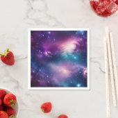 Serviette En Papier Aquarelle bleu et violet Galaxie (En situation)