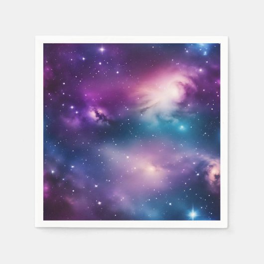 Serviette En Papier Aquarelle bleu et violet Galaxie (Devant)