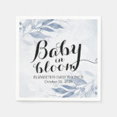 Serviette En Papier Aquarelle bleu Feuille Baby shower bébé en fleur (Devant)