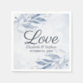 Serviette En Papier Aquarelle bleu Feuille Fleurs Mariage botanique (Devant)