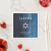 Serviette En Papier Aquarelle bleu foncé Barre d'aspect Mitzvah (En situation)