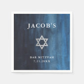Serviette En Papier Aquarelle bleu foncé Barre d'aspect Mitzvah (Devant)