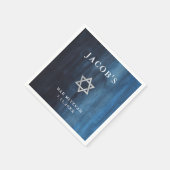 Serviette En Papier Aquarelle bleu foncé Barre d'aspect Mitzvah (Coin)