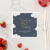 Serviette En Papier Aquarelle bleu foncé Nuages Baby shower garçon (En situation)